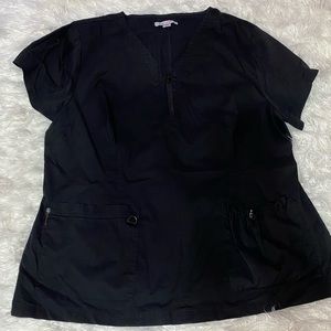 Koi Stretch Black Scrub Top